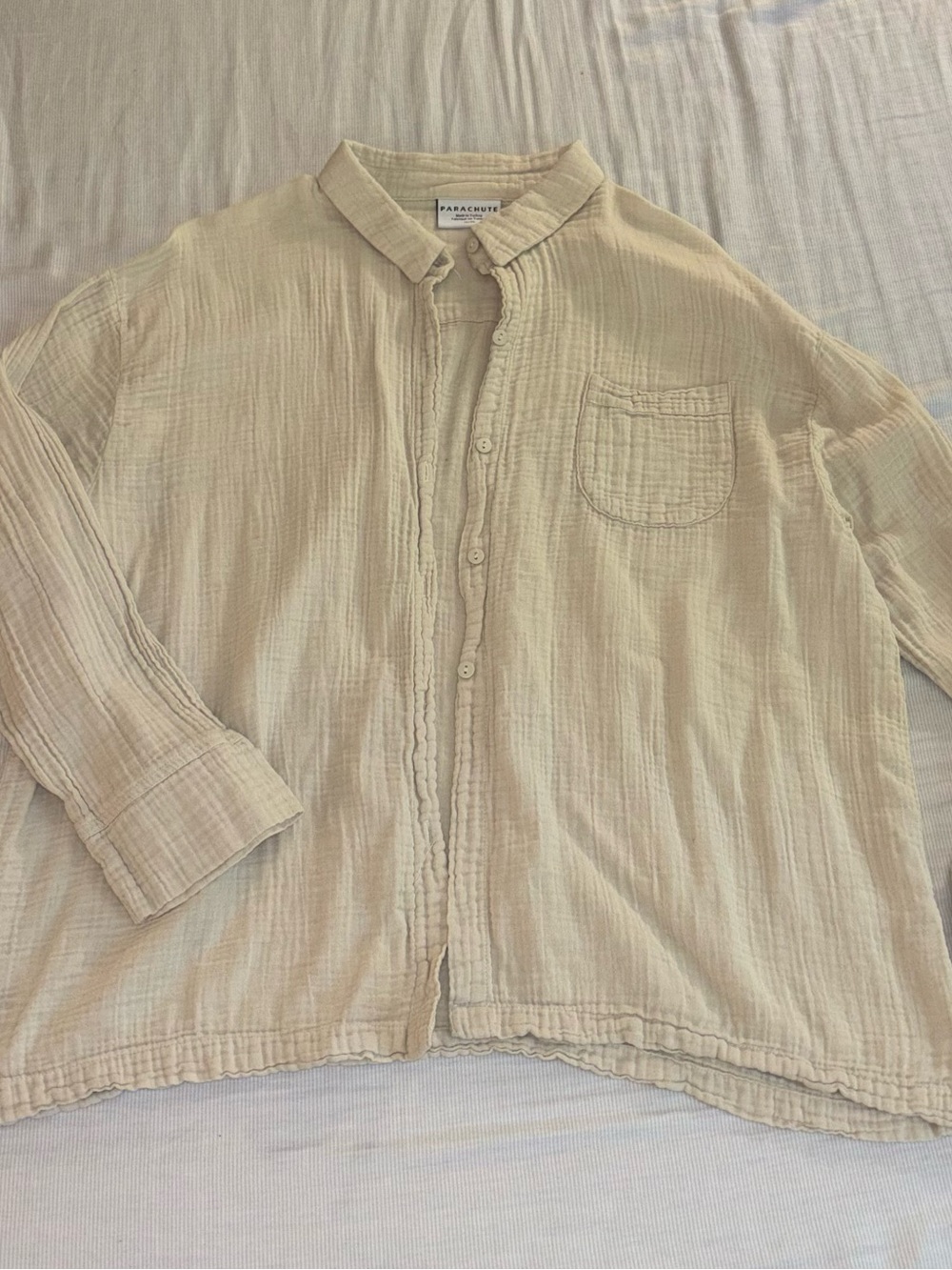 NWOT Parachute 100% Cotton Guaze Cream Lightweight Button-Up Shirt Jacket